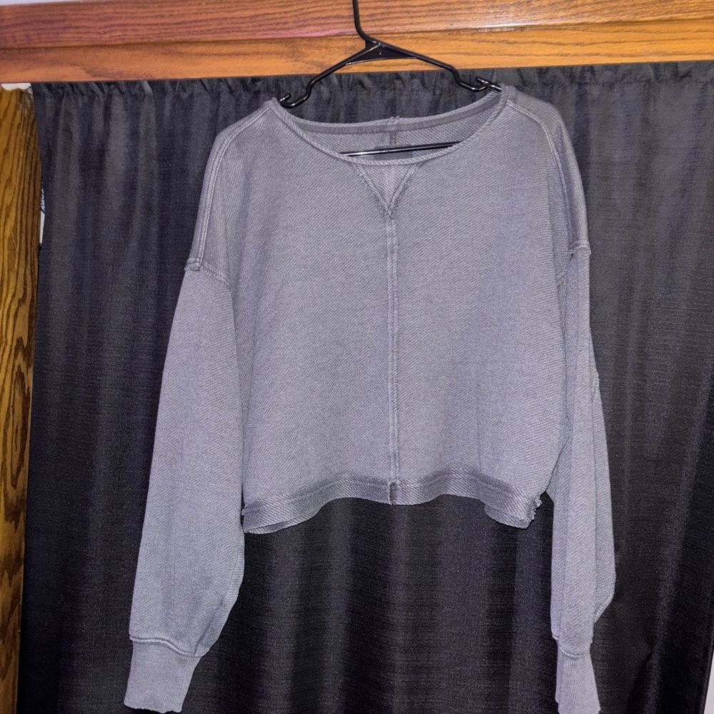 Aerie Charcoal Cropped Sweatshirt